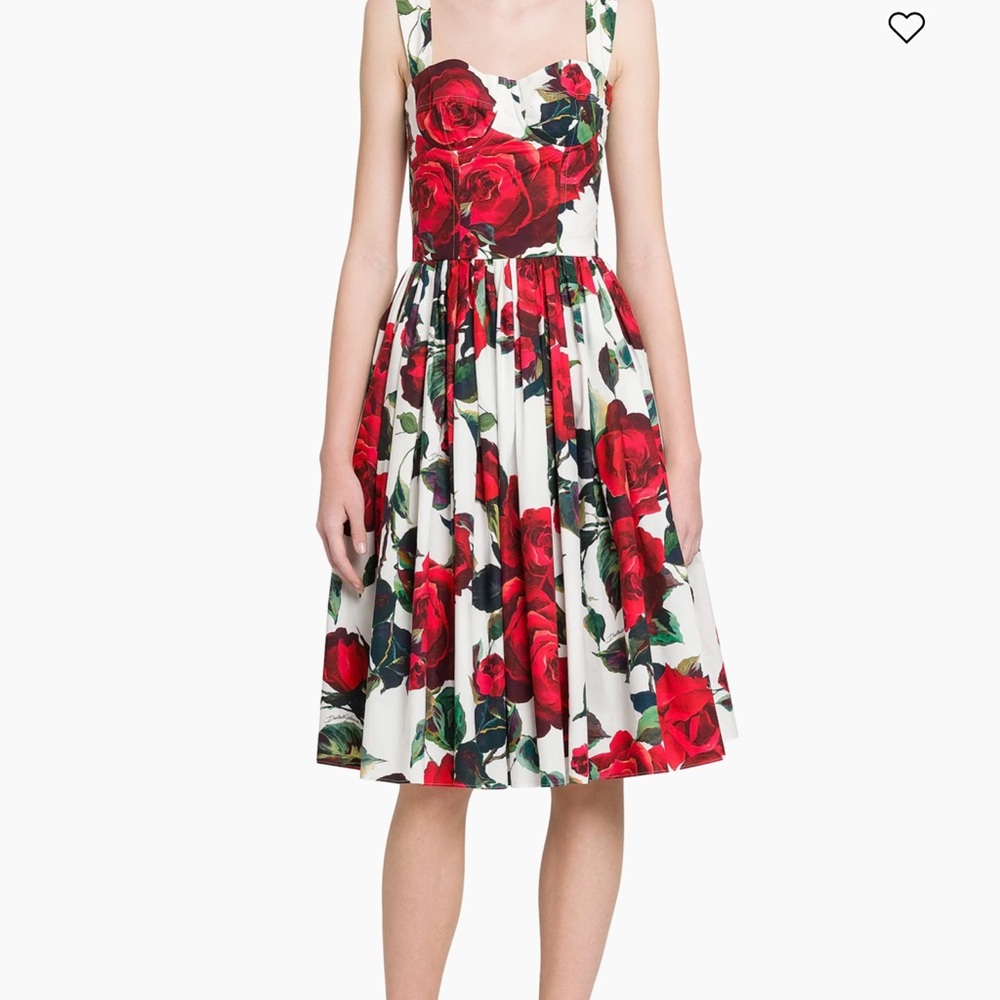 Dolce & Gabbana Red Rose Midi Dress